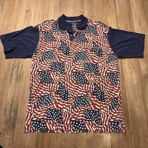 CODY JAMES Men's patriotic polo shirt USA flags AOP XXL American Flag 4th July